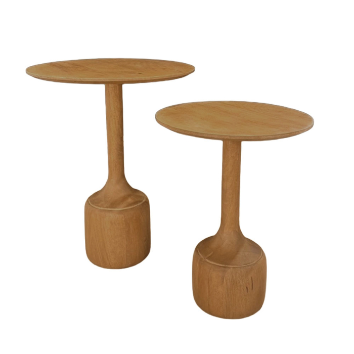 Set 2 măsuțe laterale din lemn de mango maro deschis [4]