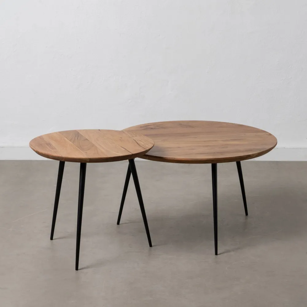 Set 2 Masute Lemn Natural, Metal Negru - CreativDeco.ro [2]