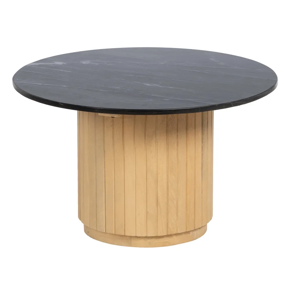 Set 2 masute living rotunde marmura lemn mango, alb/negru [5]