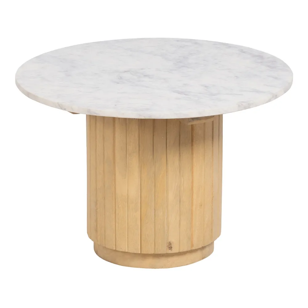 Set 2 masute living rotunde marmura lemn mango, alb/negru [4]