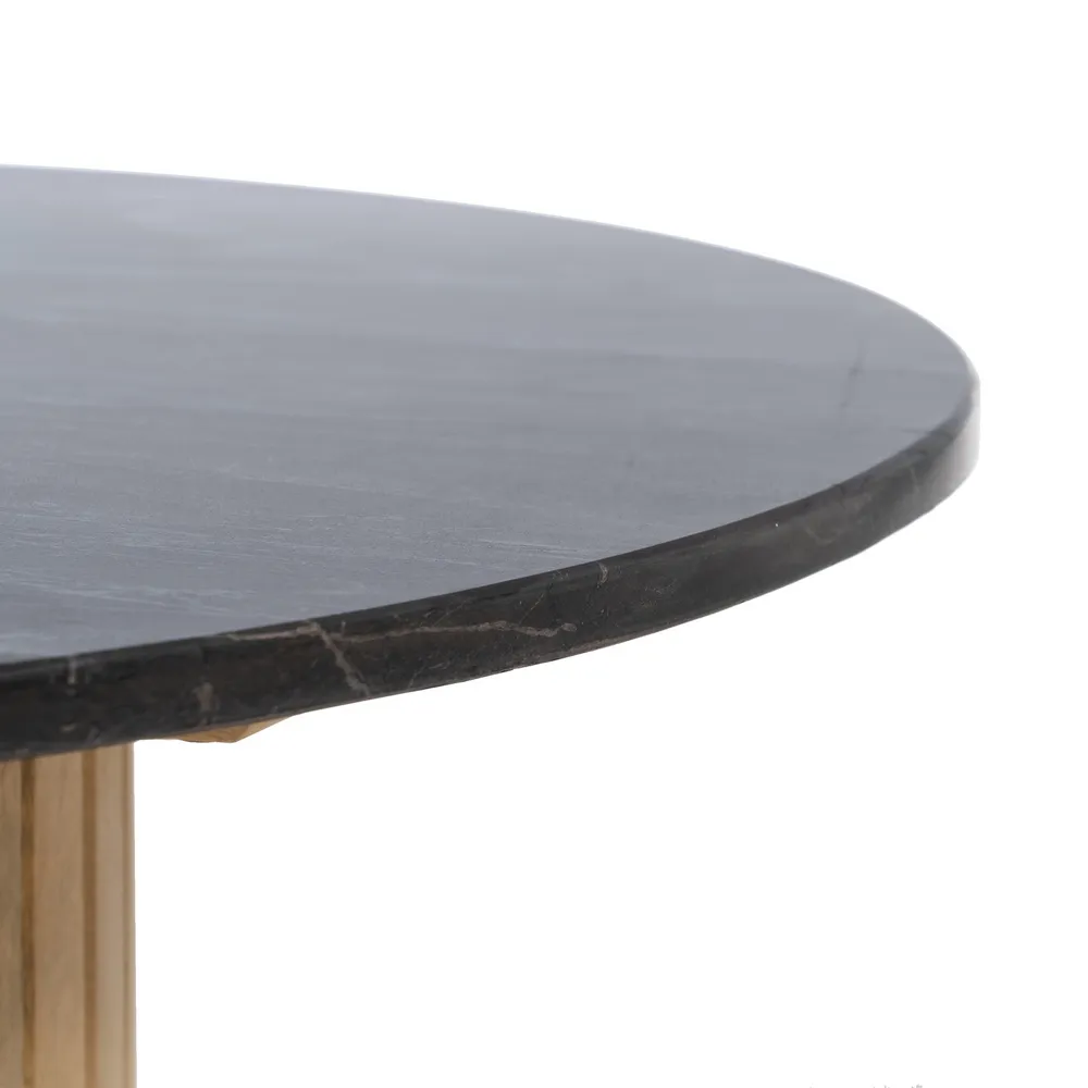 Set 2 masute living rotunde marmura lemn mango, alb/negru [14]