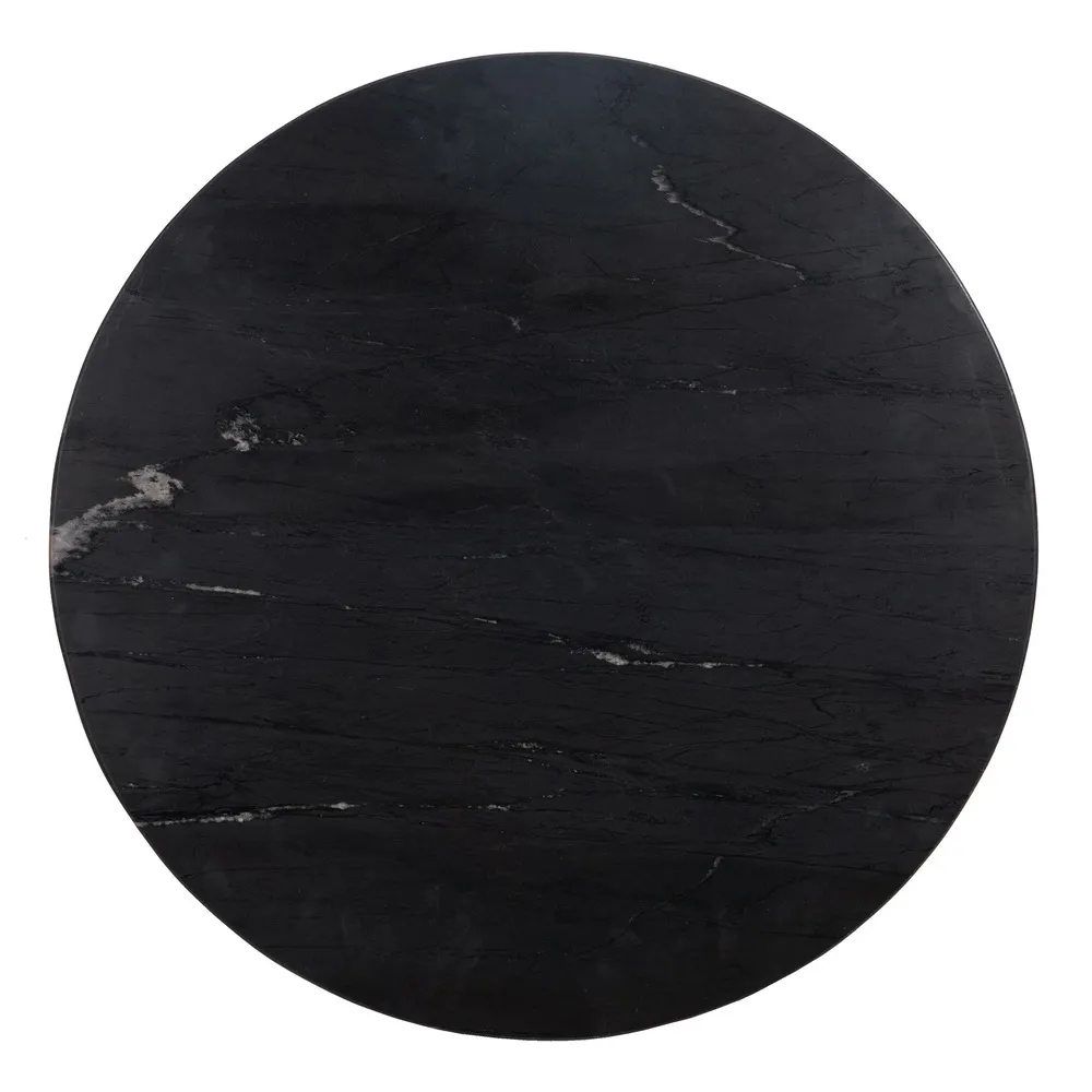 Set 2 masute living rotunde marmura lemn mango, alb/negru [7]