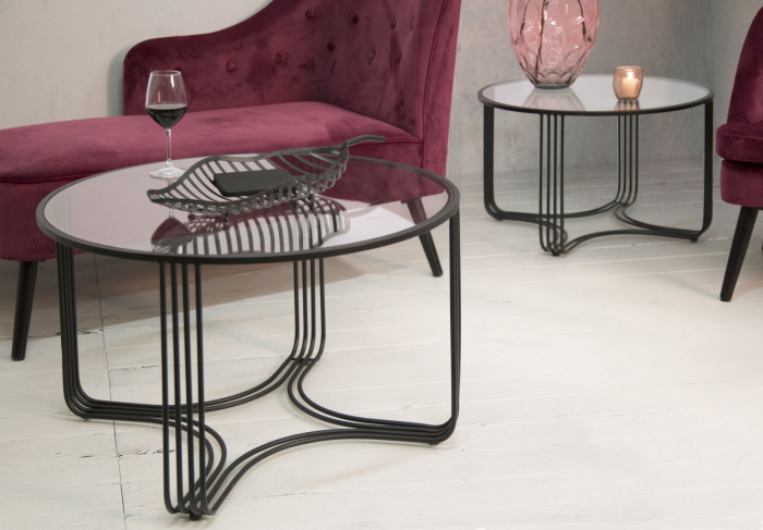 Set Masute Dublino Negru Sticla [7]