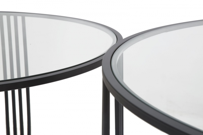 Set Masute Dublino Negru Sticla [3]