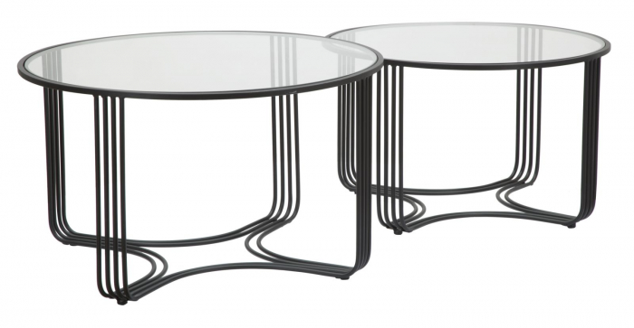 Set Masute Dublino Negru Sticla [2]