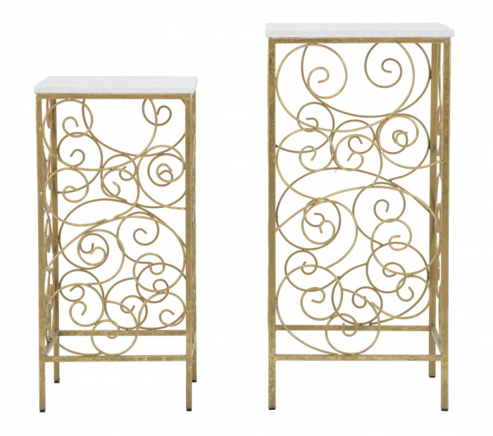 Set 2 masute Spiral, metal marmura, auriu alb [6]