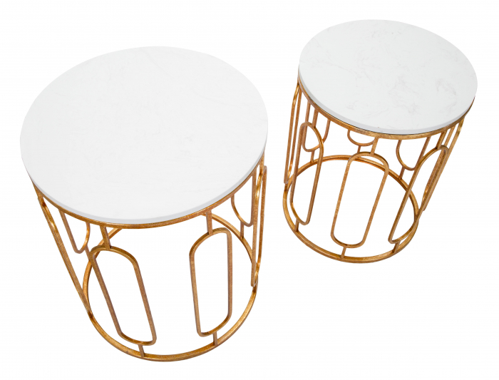 Set 2 masute aurii cu marmura alba Tory |creativdeco.ro [4]