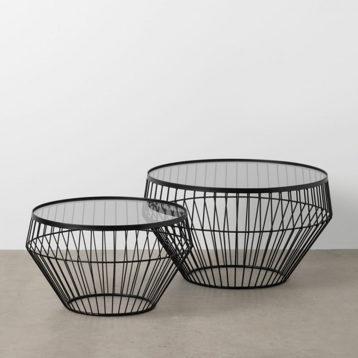 Set mese cafea Ixia – structură conică metalică, sticlă securizată [1]