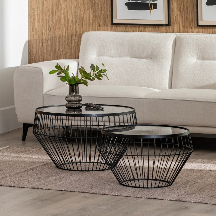 Set mese cafea Ixia – structură conică metalică, sticlă securizată [9]