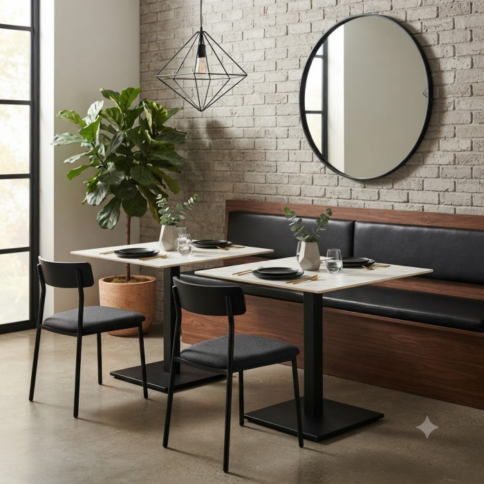 Set mese dining HoReCa piatră sinterizată alb marmură [2]