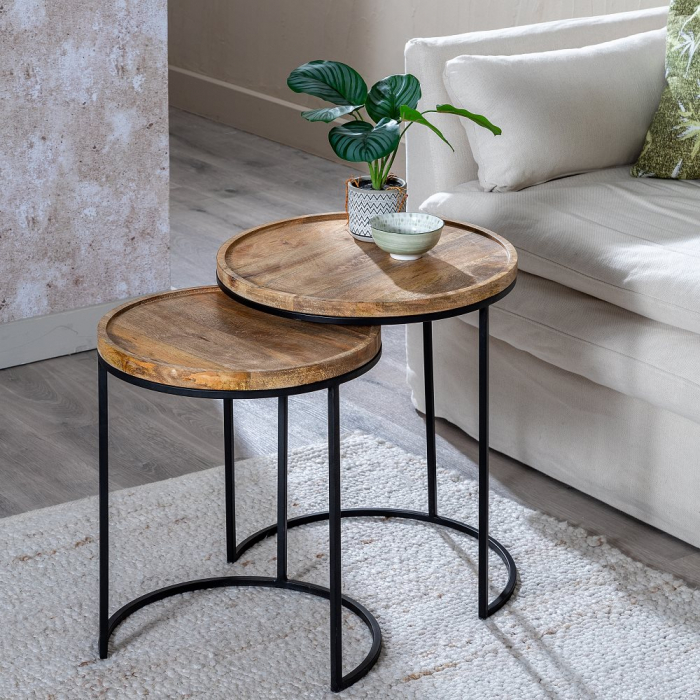 Masute Rotunde Lemn si Metal CreativDeco - Design Modern pentru Living [2]