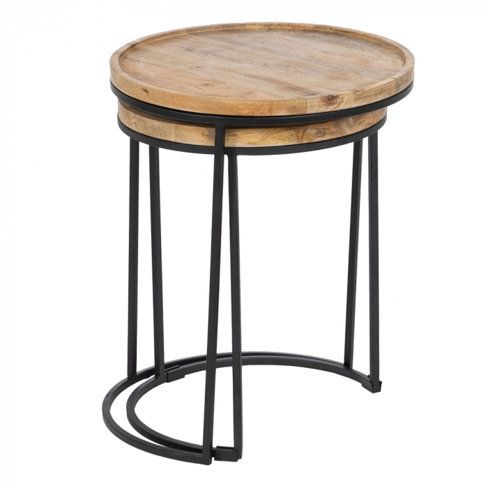 Masute Rotunde Lemn si Metal CreativDeco - Design Modern pentru Living [3]