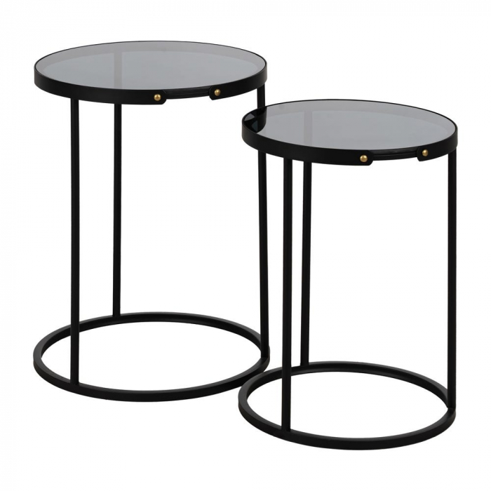Set mese laterale sticlă fumurie & metal – accente glam [2]