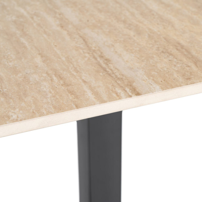 Set 2 mese pătrate bej din piatra sinterizata cu structura metalica neagra 80x80x75 cm [5]