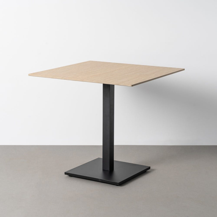 Set 2 mese pătrate bej din piatra sinterizata cu structura metalica neagra 80x80x75 cm [2]