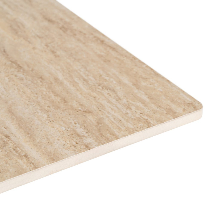 Set 2 mese pătrate bej din piatra sinterizata cu structura metalica neagra 80x80x75 cm [4]