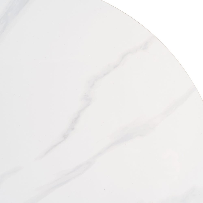 Set 2 mese rotunde albe din piatra sinterizata cu structura metalica neagra 80x80x75 cm [6]