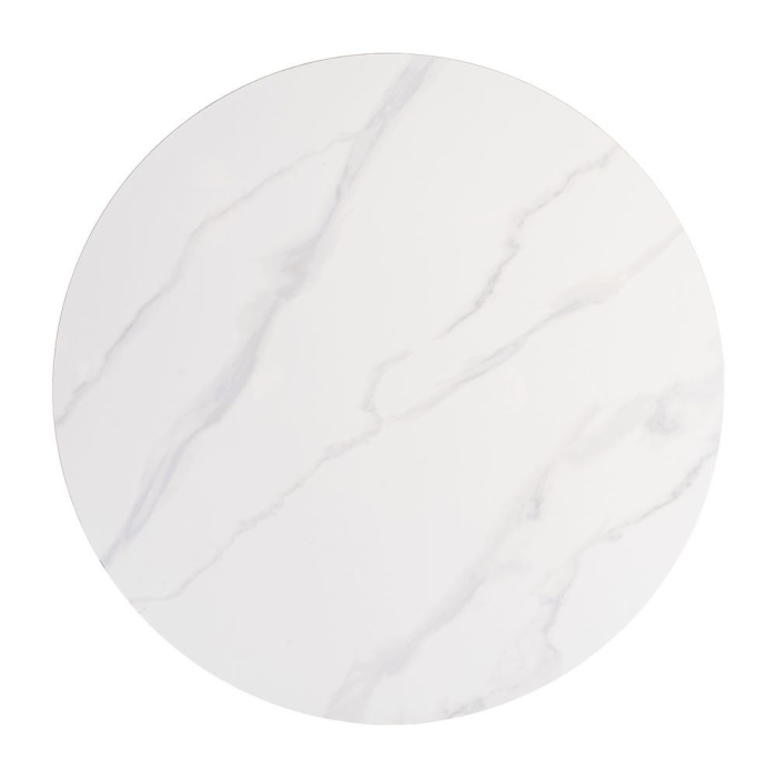 Set 2 mese rotunde albe din piatra sinterizata cu structura metalica neagra 80x80x75 cm [7]