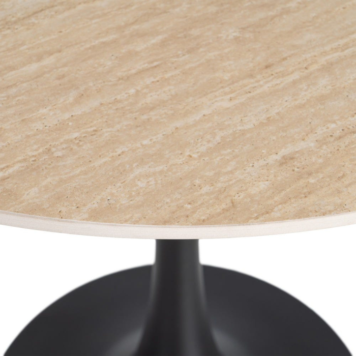 Set 2 mese rotunde bej din piatra sinterizata cu structura metalica neagra 80x80x75 cm [11]