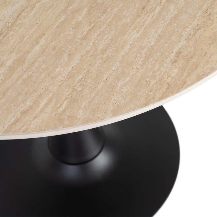 Set 2 mese rotunde bej din piatra sinterizata cu structura metalica neagra 80x80x75 cm [12]