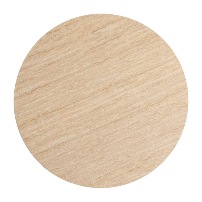 Set 2 mese rotunde bej din piatra sinterizata cu structura metalica neagra 80x80x75 cm [14]