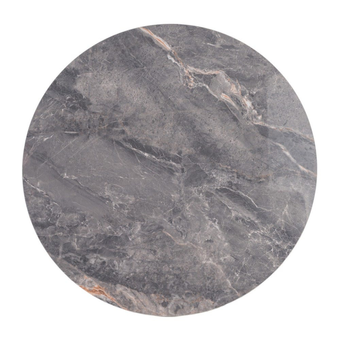 Set 2 mese rotunde gri din piatra sinterizata cu structura metalica neagra 80x80x75 cm [7]