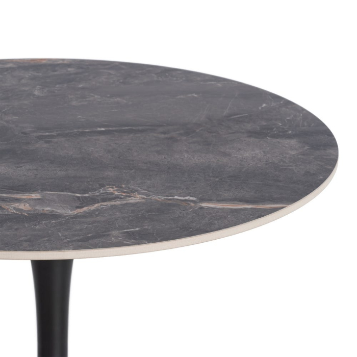 Set 2 mese rotunde gri din piatra sinterizata cu structura metalica neagra 80x80x75 cm [3]