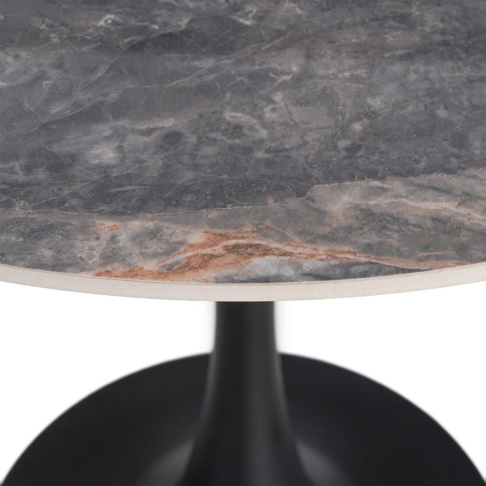 Set 2 mese rotunde gri din piatra sinterizata cu structura metalica neagra 80x80x75 cm [4]