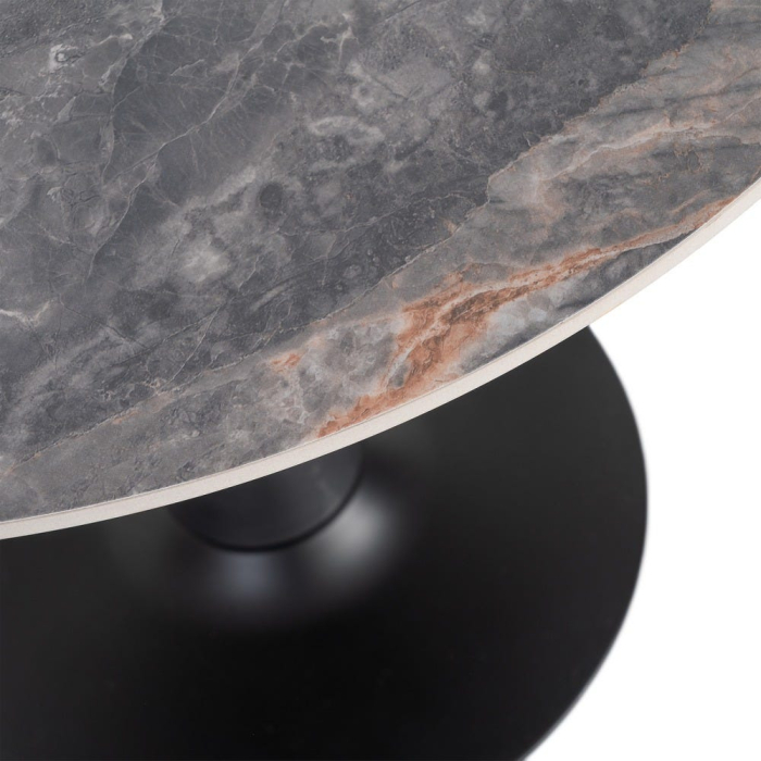 Set 2 mese rotunde gri din piatra sinterizata cu structura metalica neagra 80x80x75 cm [5]