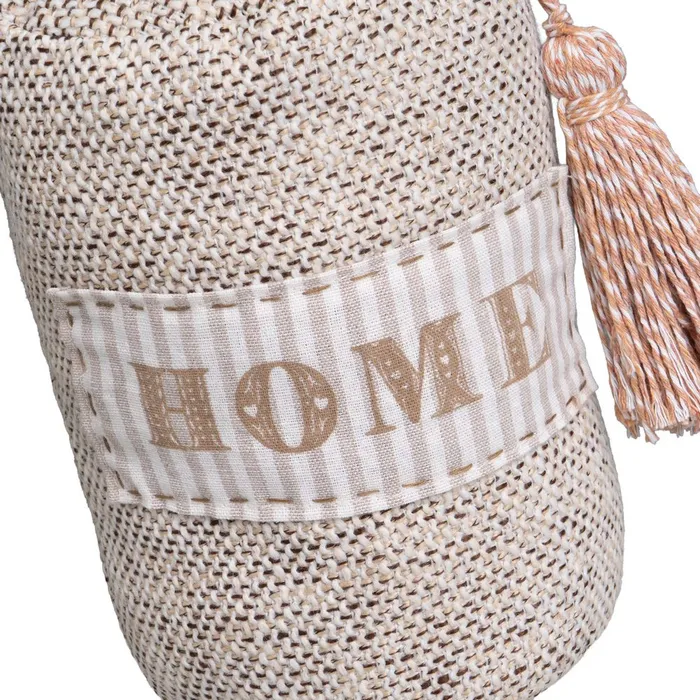 Set 2 opritoare de ușă cilindrice textile cu mesaj Home și ciucure decorativ [4]