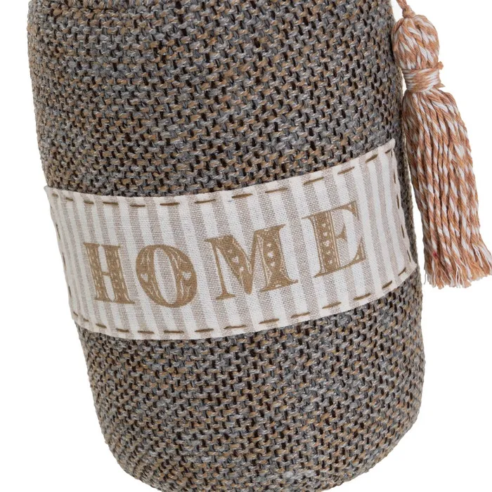 Set 2 opritoare de ușă cilindrice textile cu mesaj Home și ciucure decorativ [5]