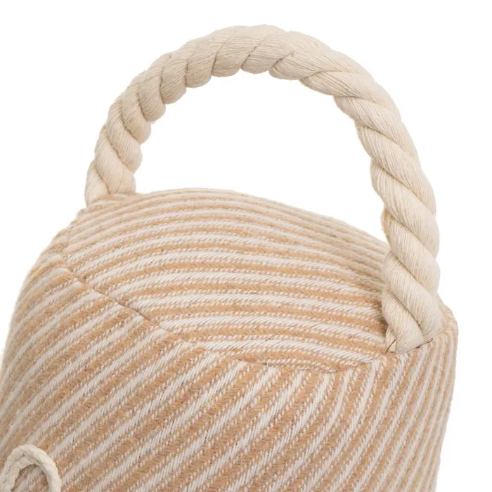 Set 2 opritoare de ușă cilindrice textile cu mesaj Home și mâner împletit [4]
