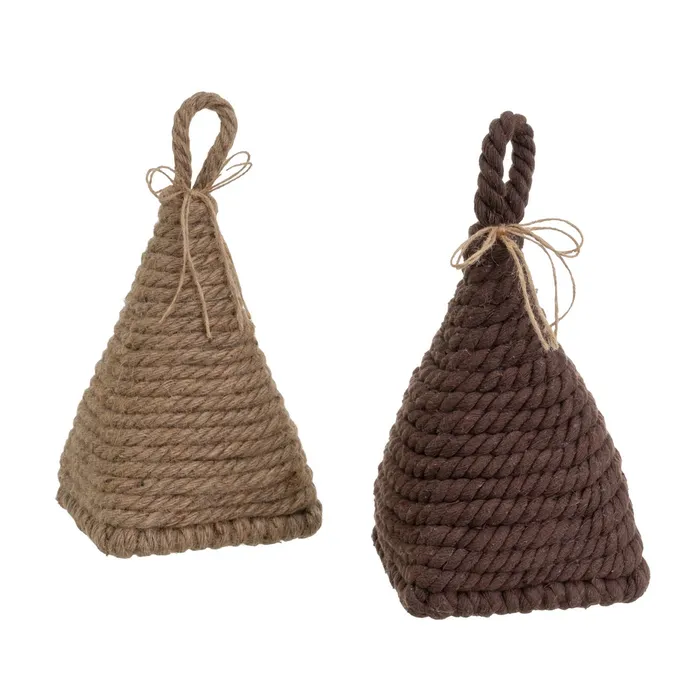 Set 2 opritoare de ușă piramidale textile în nuanțe maro și bej [2]