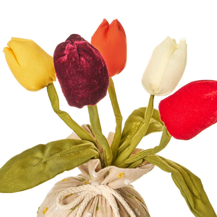 Set de două opritoare în formă de buchet de lalele în săculeț crem și liliachiu [3]