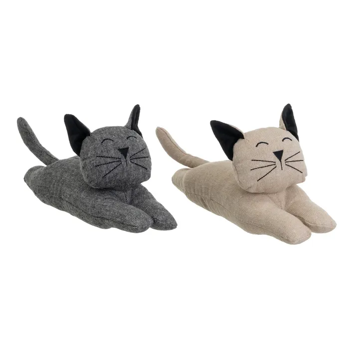 Set 2 opritoare de ușă textile în formă de pisici bej și gri [3]