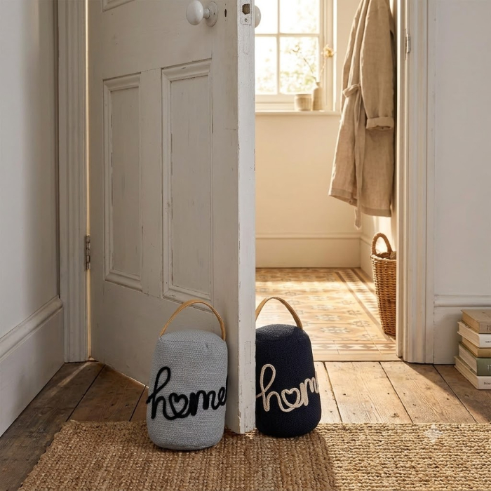 Set 2 opritoare de ușă textile tip sac cu mesaj Home [2]