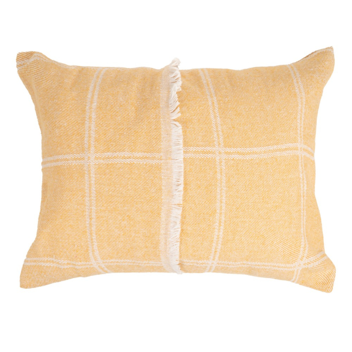 Set 2 perne cu model jacquard muștar din bumbac și poliester 70x50 cm [3]