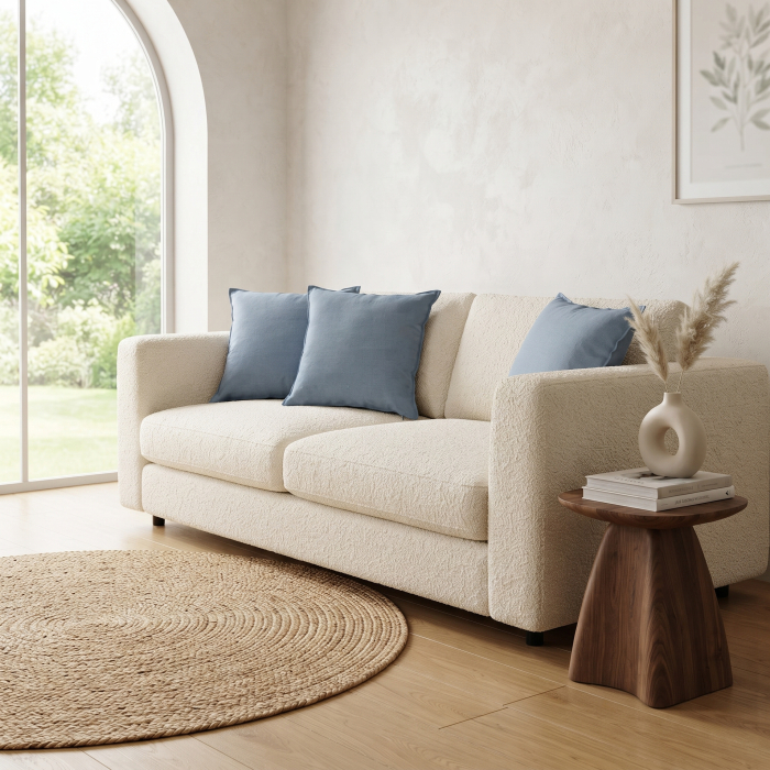 Set 2 perne decorative albastre pătrate din bumbac și in [4]