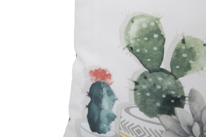 Set 2 perne decorative albe cu cactus înalt, cactus înflorit în acuarelă și ghivece geometrice [5]