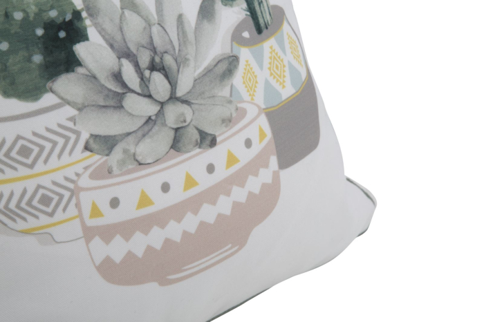 Set 2 perne decorative albe cu cactus înalt, cactus înflorit în acuarelă și ghivece geometrice [3]