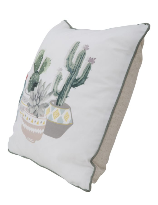 Set 2 perne decorative albe cu cactus înalt, cactus înflorit în acuarelă și ghivece geometrice [4]