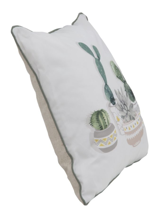 Set 2 perne decorative albe cu cactuși în acuarelă, ghivece geometrice și bordură fină verde-gri [4]