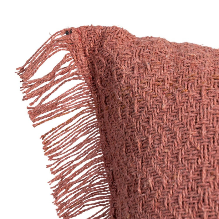 Set 2 perne decorative caramiziu bumbac, franjuri 30x50 [3]