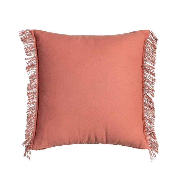 Set 2 perne decorative caramiziu bumbac, franjuri 45x45 [2]