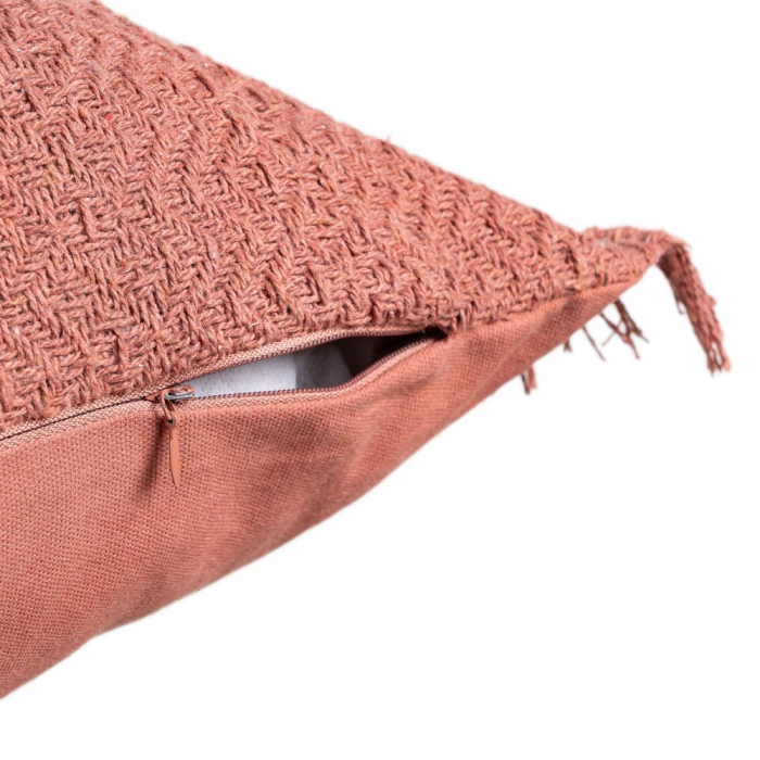 Set 2 perne decorative caramiziu bumbac, franjuri 60x60 [4]