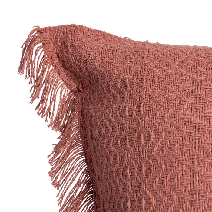 Set 2 perne decorative caramiziu bumbac, franjuri 60x60 [3]