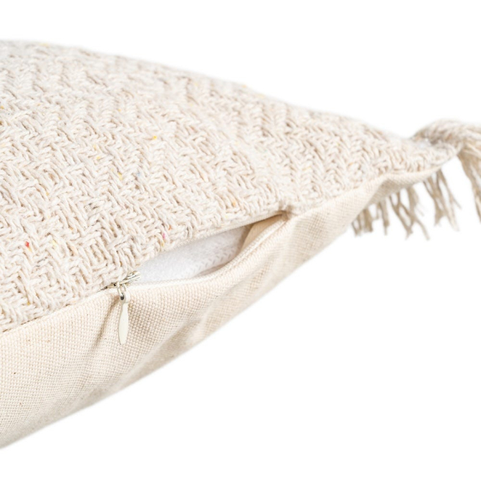 Set 2 perne decorative culoare natural bumbac, franjuri 45x45 [4]