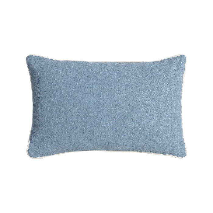 Set 2 perne decorative dreptunghiulare alb cu albastru, bumbac si in, imprimeu frunze 45 x 30 cm [2]