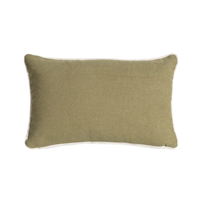 Set 2 perne decorative dreptunghiulare alb cu verde, bumbac si in, imprimeu frunze 45 x 30 cm [2]