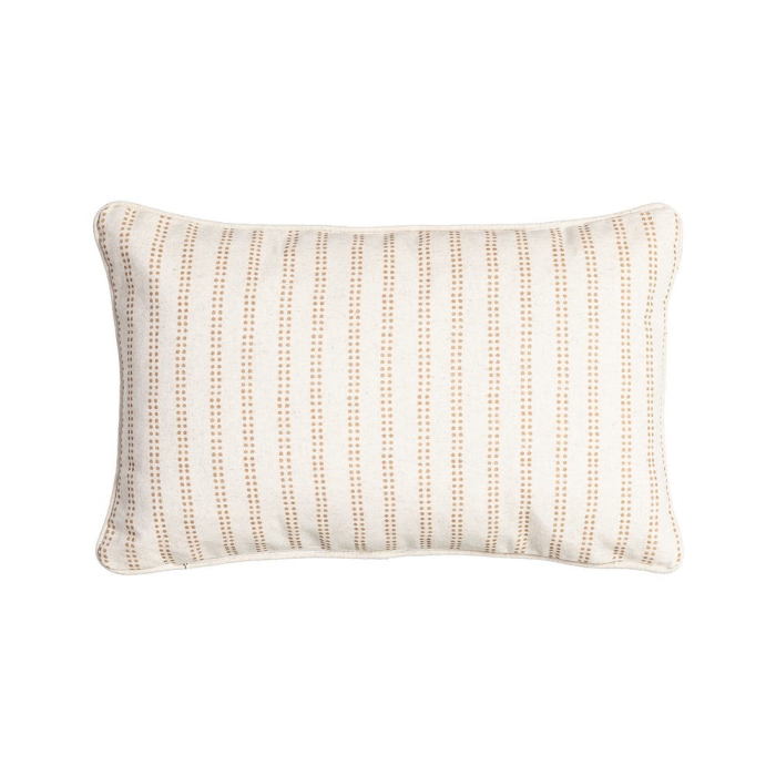 Set 2 perne decorative dreptunghiulare crem cu gri si bej, bumbac si in, imprimeu dungi 45 x 30 cm [2]